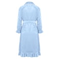 thumbnail image 6 of Women's Lace Trim Plush Fleece Maxi Robe, Elegant Collar Long Sleeve Bathrobe, Soft Warm Nightgown, Cozy Winter Loungewear, Delicate Trim Sleepwear Sky Blue XXL, 6 of 10