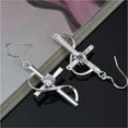 thumbnail image 2 of Emma Manor EM White Gold-Plated 1/2ct Cubic Zirconia Cross Dangle Earrings for Women, 2 of 6