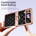 thumbnail image 2 of MonsDirect for 6.7 inch Samsung Galaxy Z Flip 3 5G 2021 Case, Hinge Protection Plating Frame Hard PC Shell PU Leather Cover Durable Shockproof with Finger Ring Stand Holder for Galaxy Z Flip 3, Black, 2 of 7