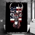 American Flag Deer Head Shower Curtain for Bathroom with 9 Hooks