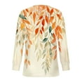 thumbnail image 4 of BangWanChi Women Clothes under $5 Women's Casual Fashion Loose Pleated Round Neck Fashion Print Long Sleeved Top Print Long Sleeved Round Neck Top/shirt, 4 of 5