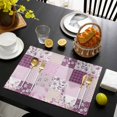 thumbnail image 3 of Boho Purple Flowers Placemats Set of 6, Spring Floral Botanical Patchwork Vintage Placemats for Dining Table, Place Mats for Kitchen Tabletop, Waterproof Wipeable Dining Table Mats Set, 3 of 9