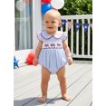 thumbnail image 4 of BemeyourBBs Newborn Baby Girl 4th of July Outfit Patriot Independent Day Clothes Summer Bubble Romper 0 3 6 12 18 Months USA Flag Embroidery Striped Doll Collar Fly Sleeves Bodysuit Jumpsuit Playsuit, 4 of 9