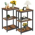 thumbnail image 3 of VECELO Coffee Table Set of 3 for Living Room, Industrial Coffee Table with 2 End Side Tables, Coffee Table Set with Metal Frame for Apartment Home Office, Brown, 3 of 9