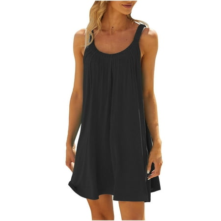 WanLianYuan Summer Swimsuit Cover Up for Women s Beach Dress Bikini Beachwear Coverups Casual Vacation Short Summer Dresses S