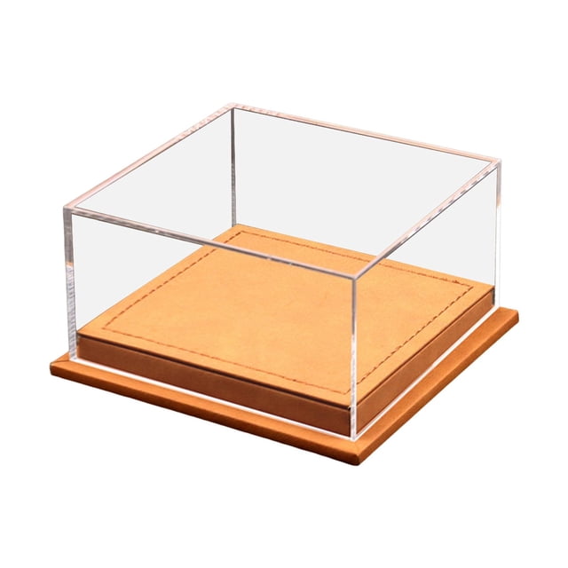 Caja de exhibición de autos de juguete a escala 1:64, vitrina a prueba de polvo para decoración del hogar, 5 x 4,8 x 2,6 pulgadas, accesorio ligero, tapa de acrílico transparente. Marrón claro