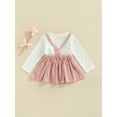 thumbnail image 4 of Baby Long Sleeve Dress with Cartoon Bunny Ears, Pleated Decoration Color Matching Sweet Spring Clothing, 4 of 9