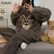 thumbnail image 4 of SUKAE HQ-Conjunto de Pijamas térmicos de terciopelo grueso chino para mujer, ropa de dormir de manga larga, oso rosa, Preppy, coreano, Invierno, 4 of 5