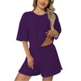 thumbnail image 2 of Pyhlmscde Women Summer Two Piece Outfits Sweatsuits 2025 Casual Lounge Skirt Shorts Matching Sets Trendy Short Sleeve Clothing,Summer Outfits for Women 2 Piece Set, 2 of 6