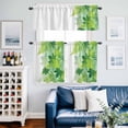 thumbnail image 5 of Watercolor Gradient Green Leaves Curtain Tier and Valance Set 3 Piece, Spring and Summer Plants 3-inch Rod Pocket Window Tier Curtains Valance for Kitchen Living Room, 5 of 9