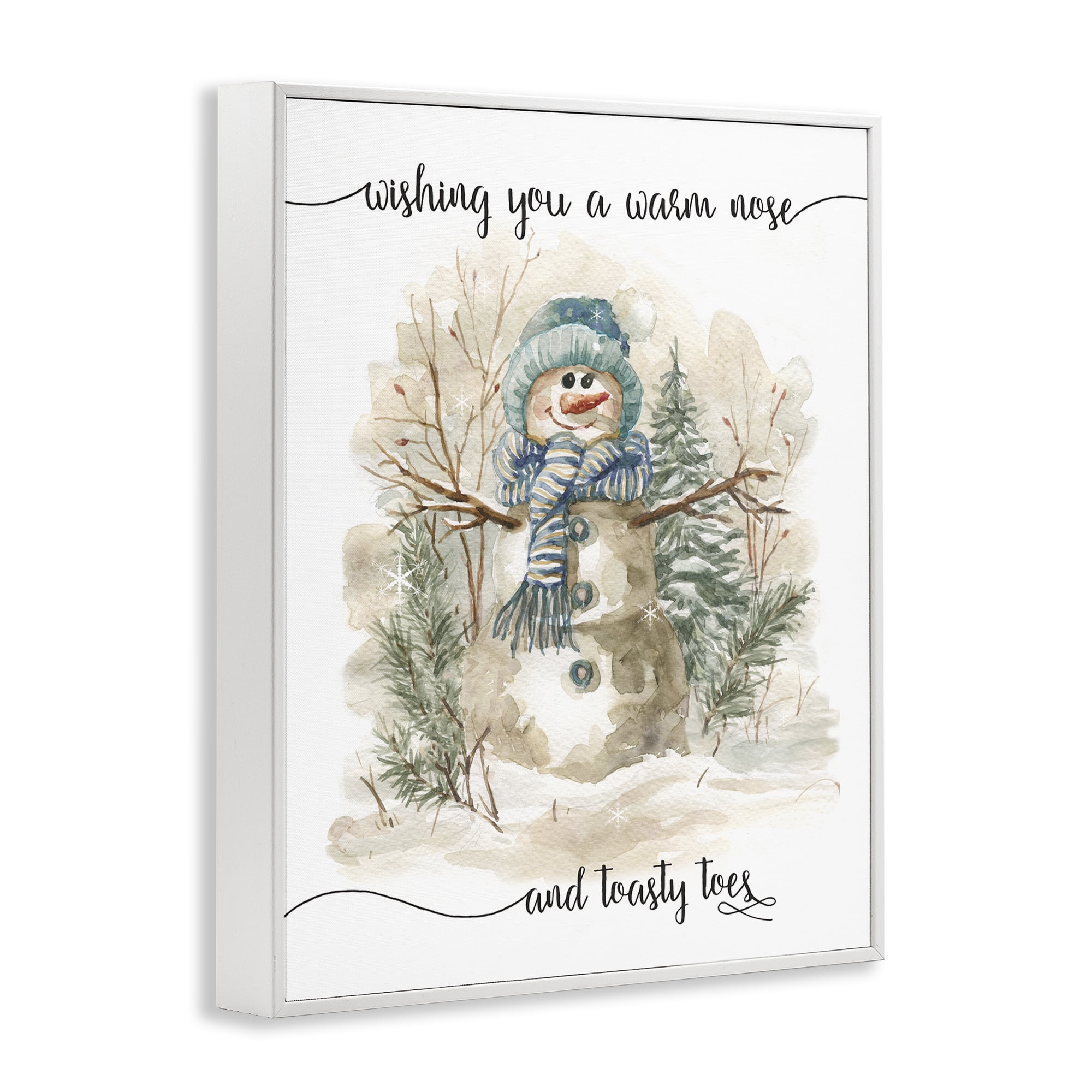 Stupell Industries Warm Nose & Toasty Toes Holiday Painting White Framed Art Prints Wall Art, 24 x 30
