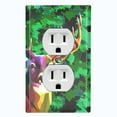 thumbnail image 1 of Metal Light Switch Plate Cover Deer Hunt Green Artistic Camouflage CMO007, 1 of 13