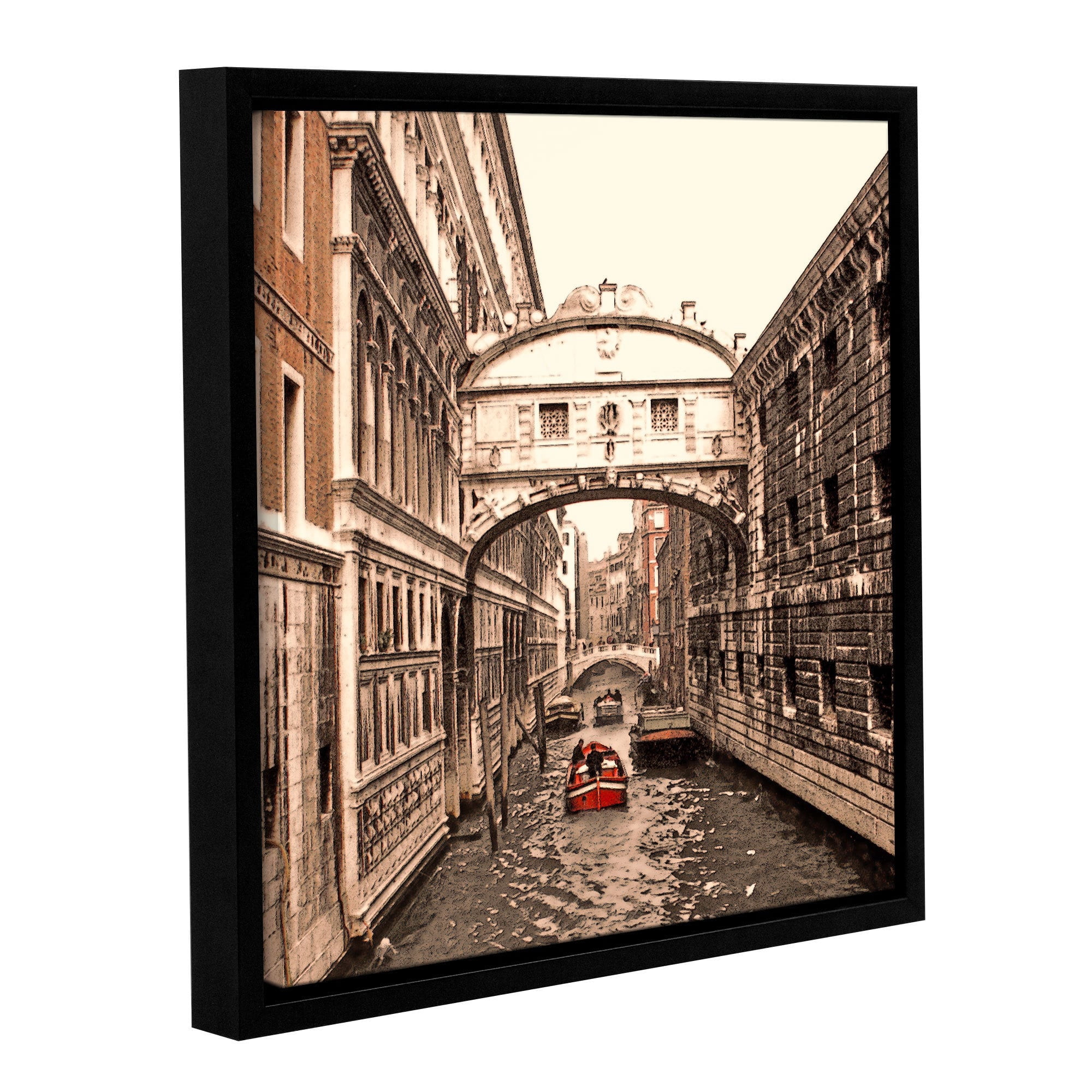 ArtWall Linda Parker "Venice: Bridge Of Signs" Gallery-wrapped Floater-framed Canvas