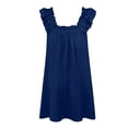 thumbnail image 6 of Hkoxplj Womens Cotton Blend Nightgown Square Neck Ruffle Fly Sleeve Short Dress with Pockets Smocked A Line Casual Sleepwear Summer Loungewear Beach Outfit Plus Size Solid Color Soft, 6 of 6