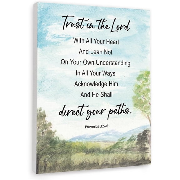 Trust in The Lord Wall Art,Proverbs 3:5-6 Religious Scripture Canvas Print Painting Artwork for Christian Home Office Wall Decor,Bible Verse Wall Art Gifts for Women