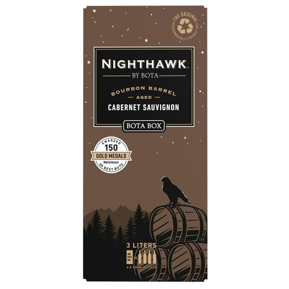 Nighthawk by Bota Box Bourbon Barrel Cabernet Sauvignon Red Wine, 3L (Equals 4 x 750mL Glass Bottles), 14.5% ABV