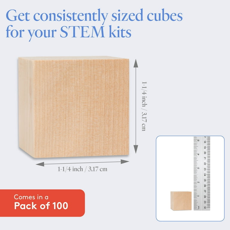 Unfinished Wood Craft Cubes 1 1 4 inch Pack of 100 Small Wooden Blocks to Decorate Wooden Cubes for Crafts and Decor by Woodpeckers Walmart