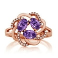 thumbnail image 2 of Gem Stone King 18K Rose Gold Plated Silver Purple Amethyst Ring for Women (1.72 Cttw, Oval 6X4MM, Gemstone February Birthstone, Available in Size 5, 6, 7, 8, 9), 2 of 4
