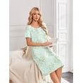 thumbnail image 4 of Ekouaer Nightgowns for Women Short Sleeve House Dresses with Pockets Pleated Moo moos Floral Print Mumu Dress, 4 of 6