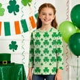 thumbnail image 3 of Tauxra Chandail de la Saint-Patrick pour Adultes, T-Shirt à Manches 3/4 Imprimé Col Rond, T-Shirt Graphique Trèfle Décontracté à Manches Longues pour Activités Festives, 3 of 6