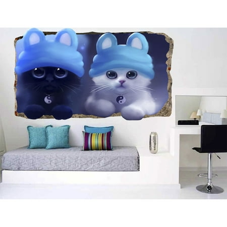 Startonight 3d Mural Wall Art Photo Decor Baby Cats Amazing Dual