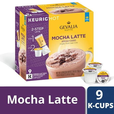 Gevalia Mocha Latte K Cup Espresso Pods with Latte Froth Packets, Caffeinated, 9 ct - 8.95 oz (Best Nespresso For Latte)