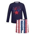 thumbnail image 3 of dazeni Girls 4th of July Swimsuit American Flag Patriotic Rash Guard Set Two Piece Long Sleeve Beach Summer Vacation Swimwear Independence Day Outfits Gray, 3 of 8