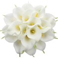 thumbnail image 1 of POWKOL 20 flores artificiales de cala, flores de látex de tacto real, para ramos de boda, fiestas y decoración del hogar (blanco), 1 of 6