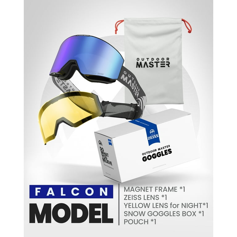 OutdoorMaster Falcon Ski Goggles Lens by ZEISS, OTG Snowboard