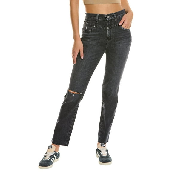 HUDSON Jeans womens  Holly Washed Black High-Rise Straight Jean, 28, Black