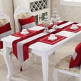 thumbnail image 1 of Chemin de Table 13x72 Pouces avec Strass, Bande Diamante et Pompons pour Décoration de Table de Toilette, Rouge, 1 of 4