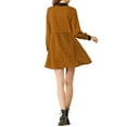 thumbnail image 4 of INSPIRE CHIC Women's Plaid Long Sleeve Button Up Point Collar Shirt Dress L Brown, 4 of 7