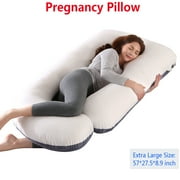 Body J-Shaped Pregnancy Pillows, Pure Cotton Maternity Pillow, Full Body Pregnant Women Pillow, Extra Comfort Oversize-57x 27.5x7.9 inches