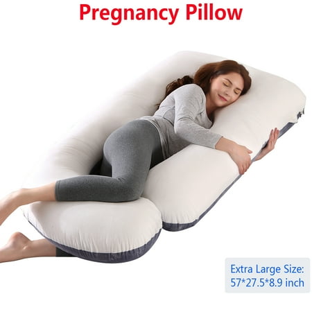 Body J-Shaped Pregnancy Pillows, Pure Cotton Maternity Pillow, Full Body Pregnant Women Pillow, Extra Comfort Oversize-57x 27.5x7.9 inches