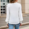thumbnail image 5 of Weardear Womens Dressy Tops Puff Sleeve Casual Tunic Tops V Neck Keyhole Shirt Pleated Work Blouses 2024 Fall Clothes, 5 of 6