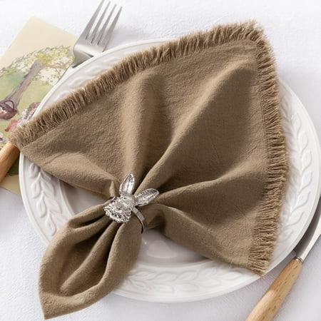 

12 Pack Nude Cotton Linen Napkins with Fringe Nude Cloth Napkins Set of 12 Boho Handmade Dinner Table Napkins Bulk for Wedding Bridal Baby Shower Tea Parties Decor 17 x 17 Inches