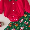 thumbnail image 4 of larppty Baby Boy Christmas Outfit My First Christmas Infant Gentleman Romper with Bow Tie Suspender Pants Hat 3PCS Set, 4 of 7