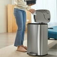thumbnail image 3 of YRLLENSDAN 13 Gallon Kitchen Trash Can with Lid, Bathroom Stainless Steel Trash Can with Foot Pedal and Plastic Inner Bucket Garbage Can Soft Close Dustbin Small Trash Bin for Bedroom Office, 3 of 7