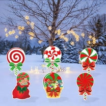 Ayieyill 6pcs Candy Yard Decorations for Christmas, Large Xmas Signs for Outdoor Christmas Decorations Yard