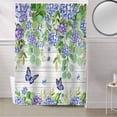 thumbnail image 5 of Fabric Shower Curtain, Hydrangea Eucalyptus Butterfly Floral Watercolor Wood Grain Shower Curtains with 12 Hooks Waterproof Machine Washable Bath Curtains for Bathroom, 54 x 78in, 5 of 6