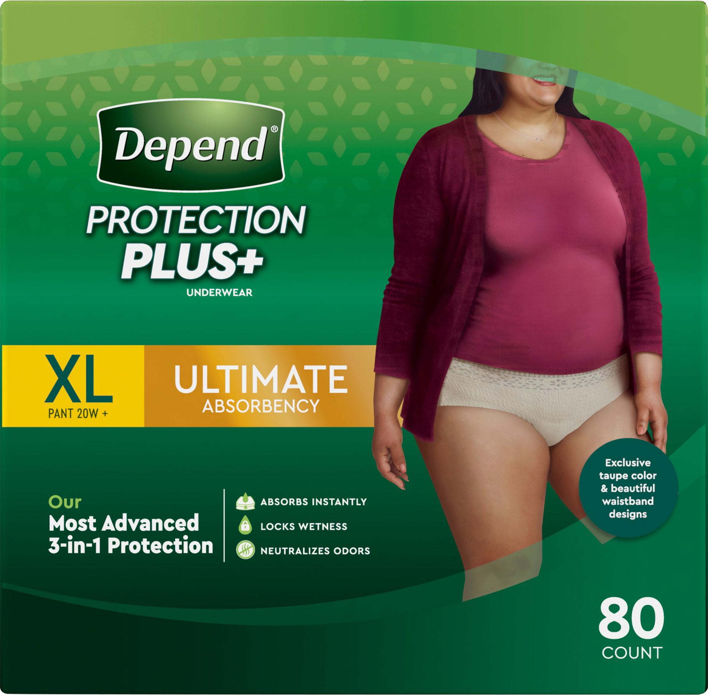 Depend Protection Plus Ultimate Underwear for Women, XL (80 Count