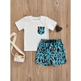 thumbnail image 2 of Liacowi Toddler Baby Boys 2 Pcs Outfits Leopard Patchwork Pocket Short Sleeve T-shirts with Leopard Print Shorts Sets, 2 of 8