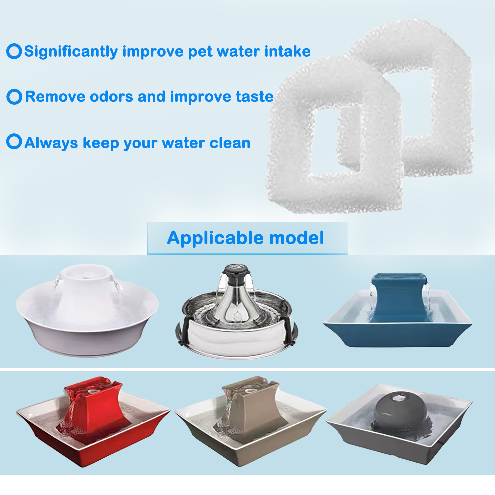 Delapan 24 Cat Water Fountain Replacement Foam Filters for Drinkwell Stainless Steel 360 Pet Fountain Filter