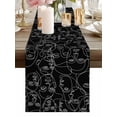 thumbnail image 2 of Burlap Table Runner 120 Inches Long, Abstract Character Face Modern Line Arts Non-Slip Kitchen Table Runners for Dining Room Everyday Use Party Table Decorations Black White, 2 of 9