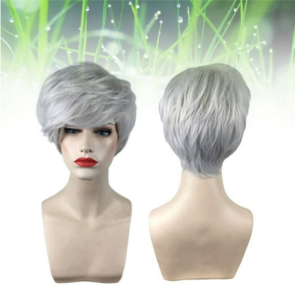 OULII Stylish Grey Curly Wig with Breathable Cap, Natural Look Hair Cover for Everyday Wear