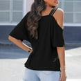 thumbnail image 5 of loopsun Plus Size Tops for Womens,Womens Summer Tops,Women's Sexy Off Shoulder Tops 2024 Fashion T Shirts Blouses Summer Short Sleeve Casual Vacation Tees Black M, 5 of 5