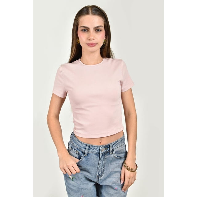 Crop top basico acanalado /Juvenil, 0177 (Rosa) rosa G