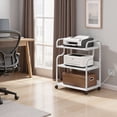 thumbnail image 4 of VECELO 3-Tier Printer Stand with Power Outlet and Storage Shelf, Large Printer Cart with Wheels, Rolling Printer Cart for Fax Scanner Files Media Player, for Office Home, White, 4 of 8