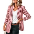 thumbnail image 2 of Homenesgenics Blazers for Women Business Casual Striped Blazer with Pockets, Cardigan-Style Red L, 2 of 6