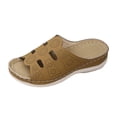 thumbnail image 6 of Rokment Womens Wedges Slides Sandals Comfortable Orthopetic Leather Memory Foam Arch Support Platform Walking Slip on Beach Summer Dress Slippers Brown Size 9.5, 6 of 8